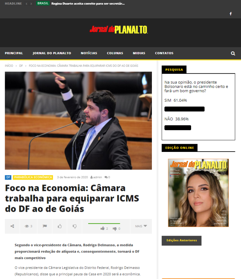 Jornal do Planalto: Foco na Economia: Câmara trabalha para equiparar ICMS do DF ao de Goiás