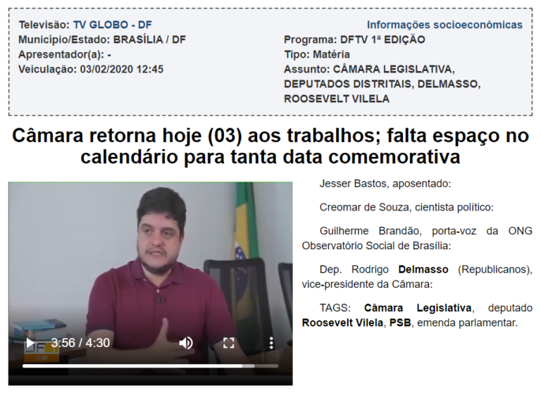 TV Globo DF - Câmara retorna hoje (03) aos trabalhos; falta espaço no calendário para tanta data comemorativa
