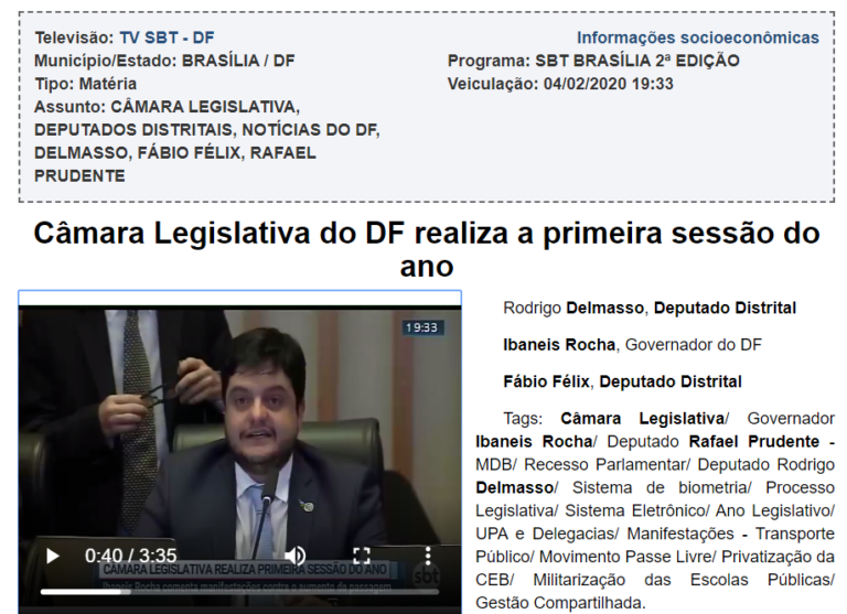 TV SBT DF: Câmara Legislativa do DF realiza a primeira sessão do ano