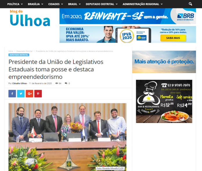 Blog do Ulhoa: Presidente da União de Legislativos Estaduais toma posse e destaca empreendedorismo