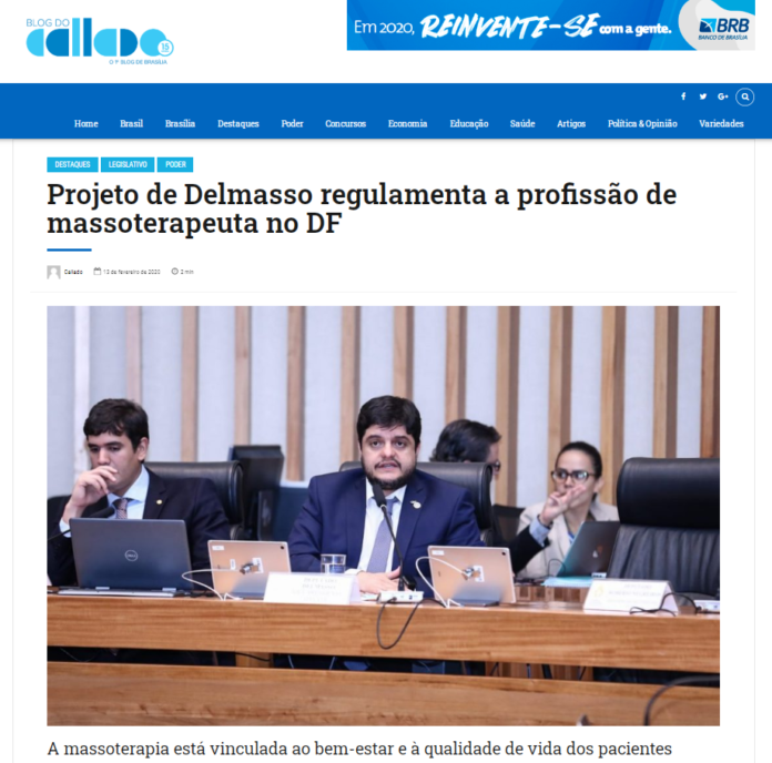 Blog do Callado: Projeto de Delmasso regulamenta a profissão de massoterapeuta no DF