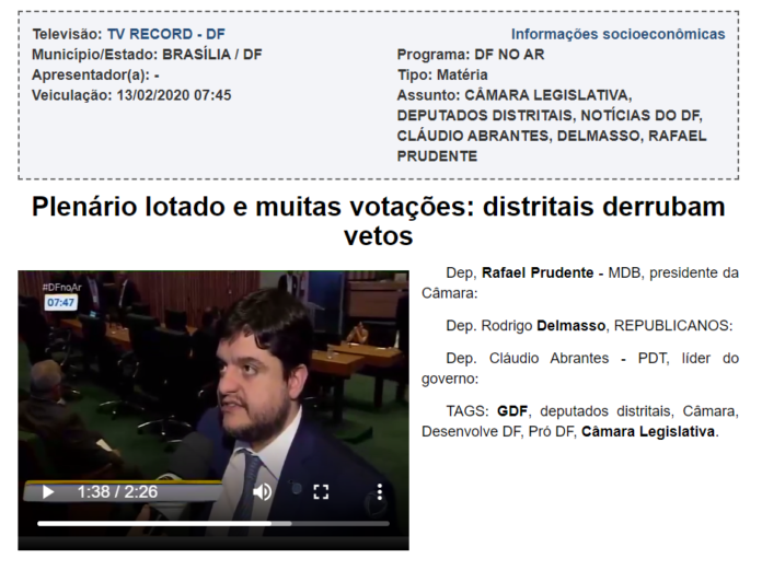 TV Record - DF: Plenário lotado e muitas votações: distritais derrubam vetos