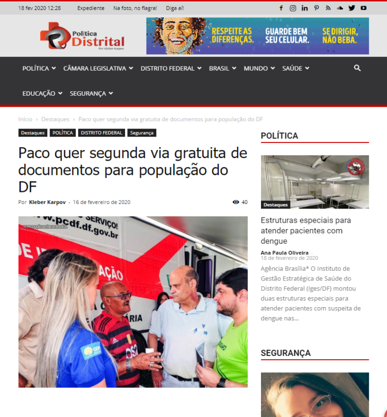 Política Distrital: Paco quer segunda via gratuita de documentos para população do DF