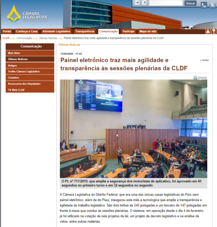 Câmara Legislativa: Painel eletrônico traz mais agilidade e transparência às sessões plenárias da CLDF
