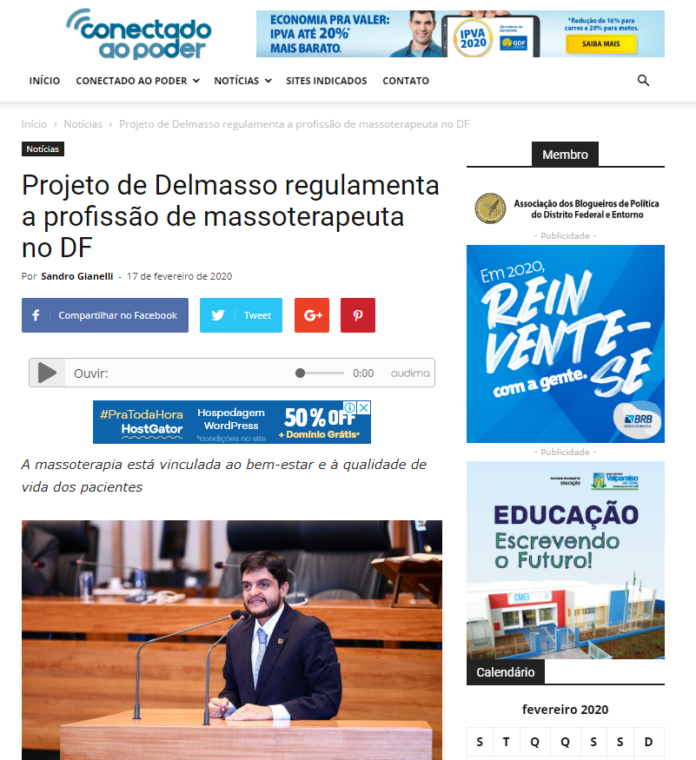 Conectado ao Poder: Projeto de Delmasso regulamenta a profissão de massoterapeuta no DF