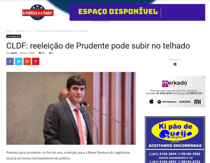 A Política e o Poder: CLDF: reeleição de Prudente pode subir no telhado A Política e o Poder: CLDF: reeleição de Prudente pode subir no telhado