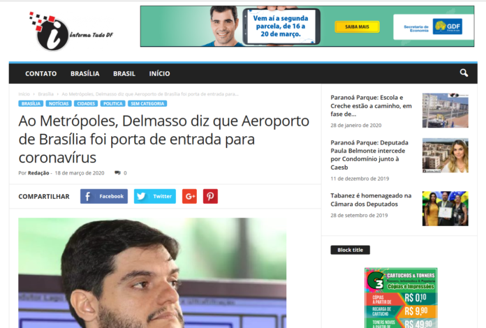 Informa Tudo DF: Ao Metrópoles, Delmasso diz que Aeroporto de Brasília foi porta de entrada para coronavírus