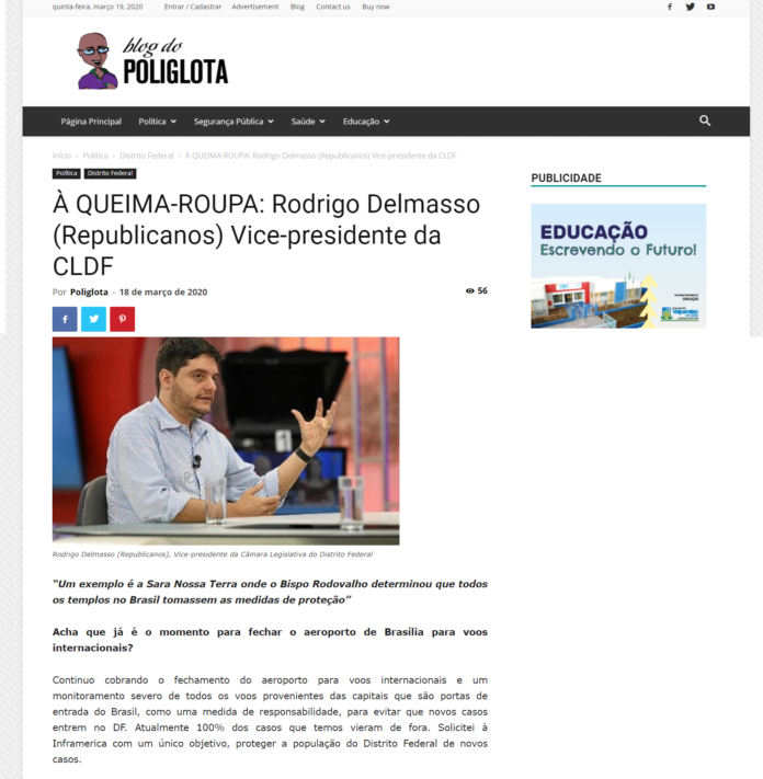 Blog do Poliglota: À QUEIMA-ROUPA: Rodrigo Delmasso (Republicanos) Vice-presidente da CLDF