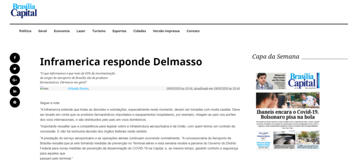 Brasília Capital: Inframerica responde Delmasso