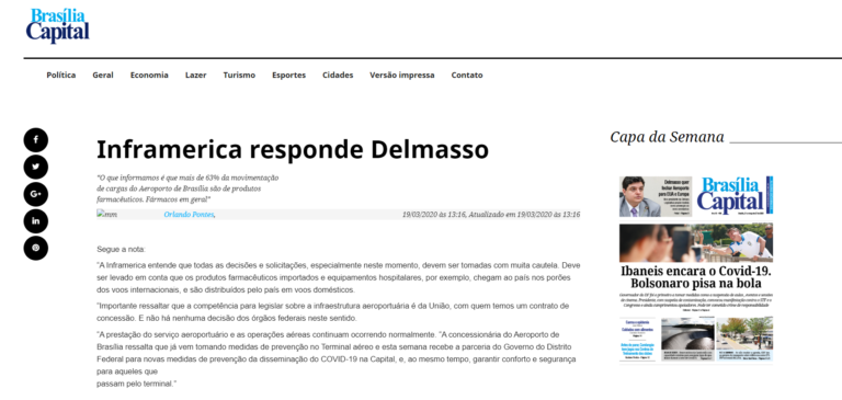 Brasília Capital: Inframerica responde Delmasso
