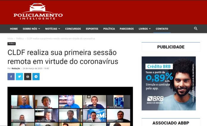 Policiamento Inteligente: CLDF realiza sua primeira sessão remota em virtude do coronavírus