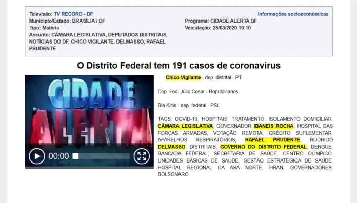 TV RECORD - DF, 25/03/2020 19h10