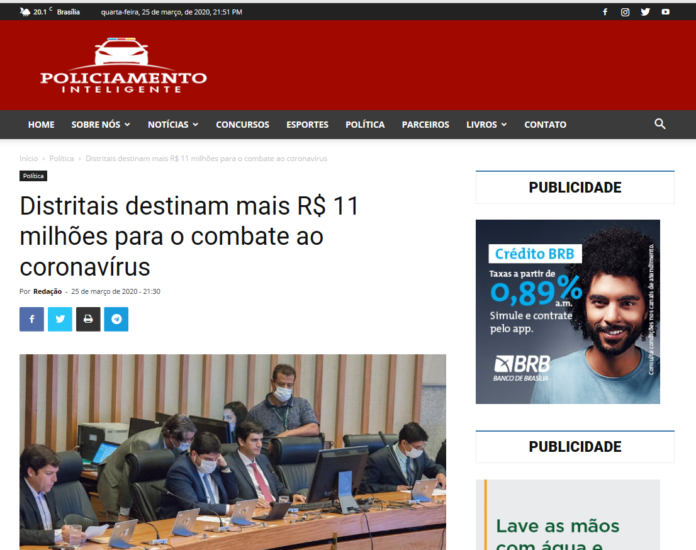Policiamento Inteligente: Distritais destinam mais R$ 11 milhões para o combate ao coronavírus