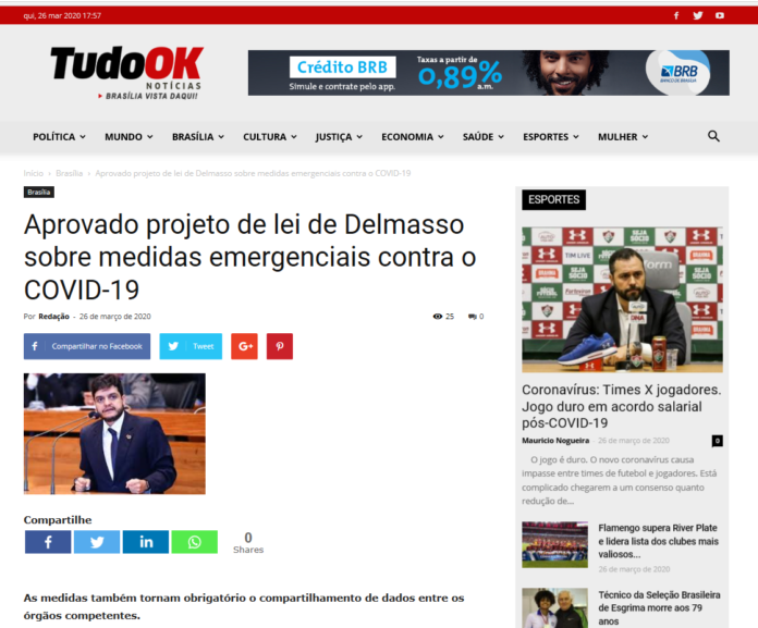 Tudo Ok: Aprovado projeto de lei de Delmasso sobre medidas emergenciais contra o COVID-19
