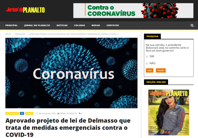 Jornal do Planalto: Aprovado projeto de lei de Delmasso que trata de medidas emergenciais contra o COVID-19