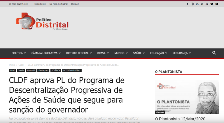 Política Distrital: CLDF aprova PL do Programa de Descentralização Progressiva de Ações de Saúde que segue para sanção do governador