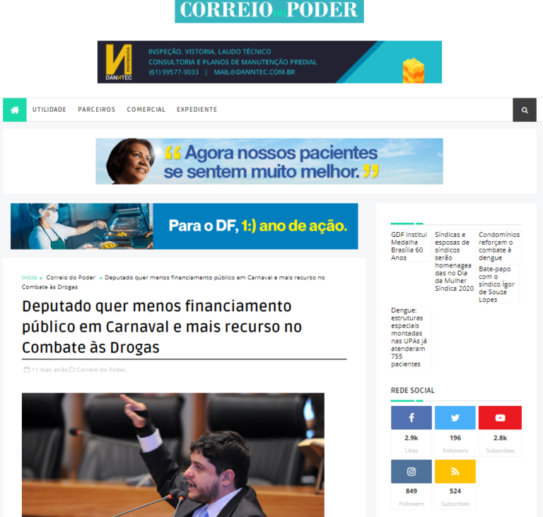 Correio do Poder: Deputado quer menos financiamento público em Carnaval e mais recurso no Combate às Drogas