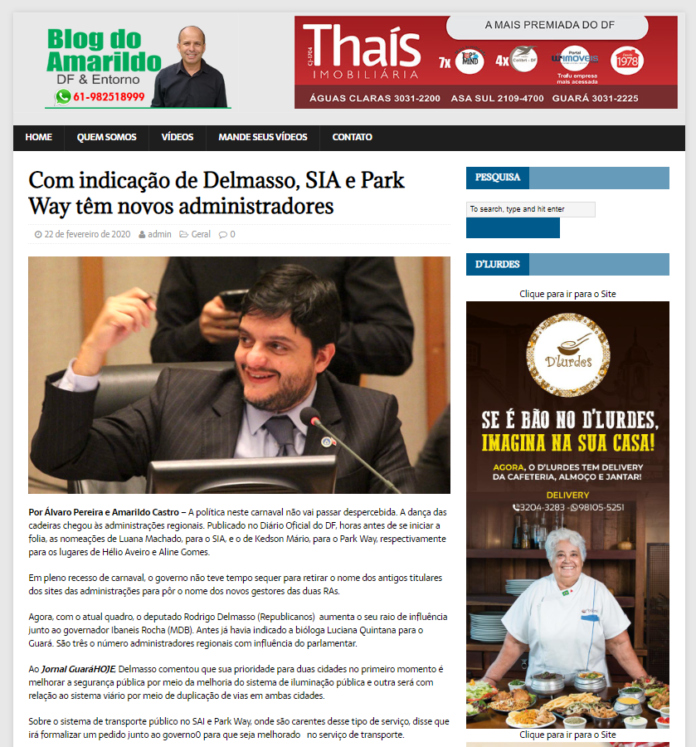Blog do Amarildo: Com indicação de Delmasso, SIA e Park Way têm novos administradores