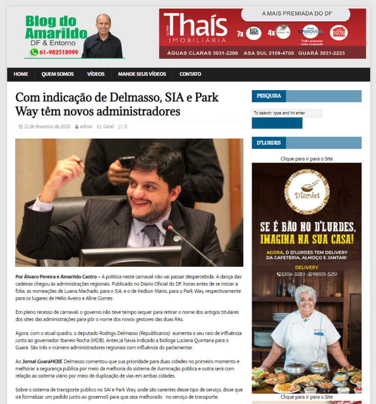 Blog do Amarildo: Com indicação de Delmasso, SIA e Park Way têm novos administradores