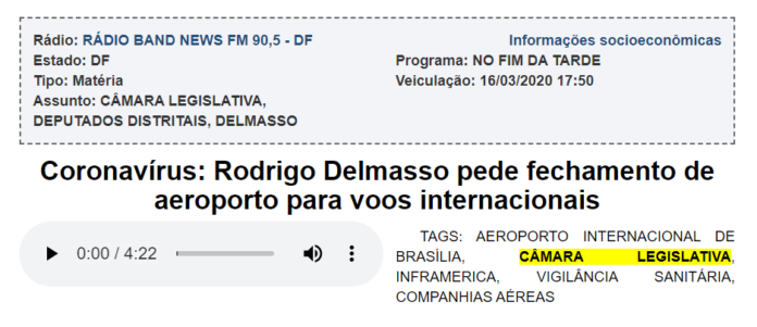 Rádio Band News FM - No Fim da Tarde 16/03/2020 17h50