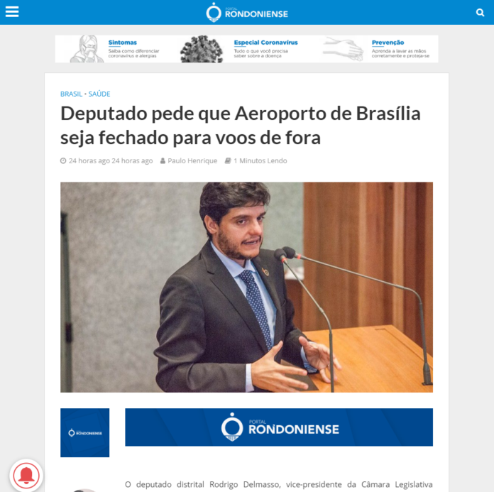 O Rondonense: Deputado pede que Aeroporto de Brasília seja fechado para voos de fora