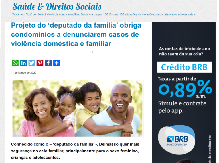 Saúde & Direitos Sociais: Saúde e Direitos Sociais: Projeto do ‘deputado da família’ obriga condomínios a denunciarem casos de violência doméstica e familiar