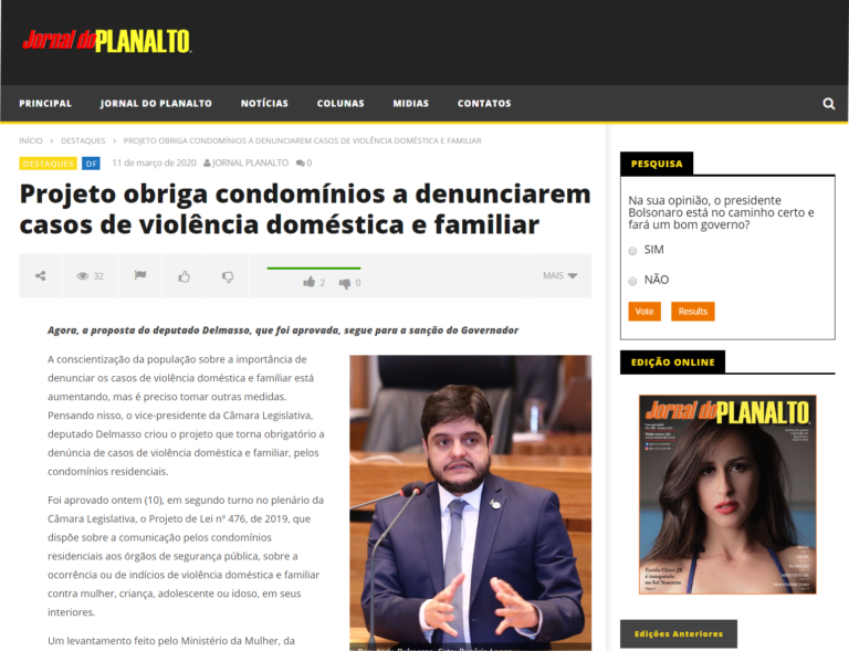 Jornal do Planalto: Projeto obriga condomínios a denunciarem casos de violência doméstica e familiar