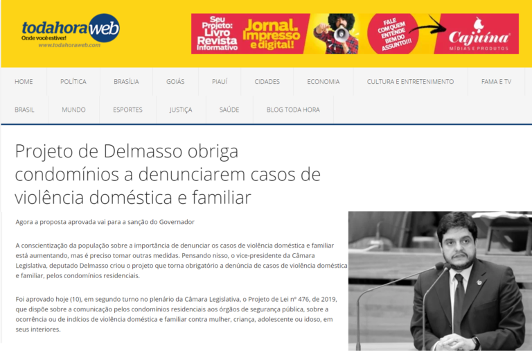 Toda Hora Web: Projeto de Delmasso obriga condomínios a denunciarem casos de violência doméstica e familiar