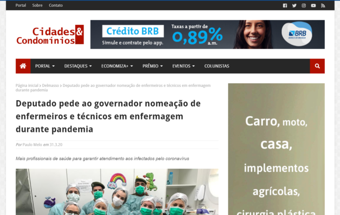 Cidades e Condomínios: Deputado pede ao governador nomeação de enfermeiros e técnicos em enfermagem durante pandemia