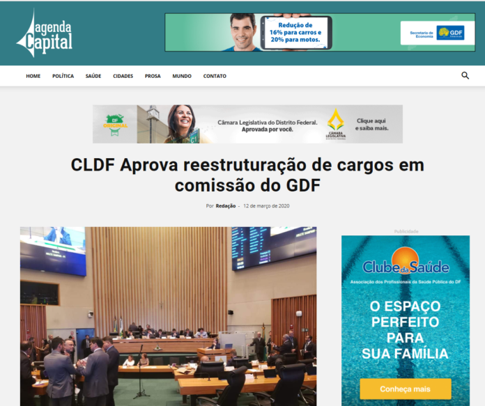 Agenda Capital: CLDF Aprova reestruturação de cargos em comissão do GDF