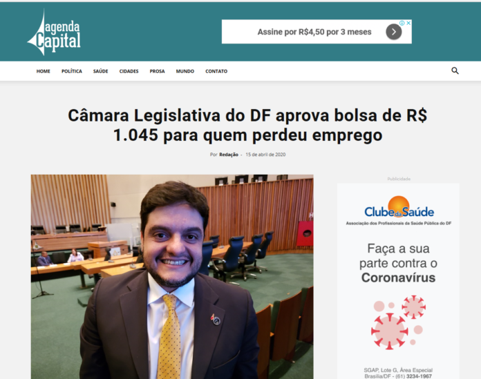 Agenda Capital: Câmara Legislativa do DF aprova bolsa de R$ 1.045 para quem perdeu emprego