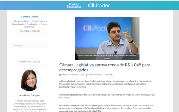 Correio Braziliense, CB.Poder: Câmara Legislativa aprova renda de R$ 1.045 para desempregados