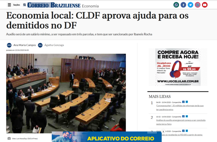 Correio Braziliense: Economia local: CLDF aprova ajuda para os demitidos no DF