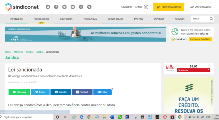SíndicoNet: Lei sancionada - DF obriga condomínios a denunciarem violência doméstica