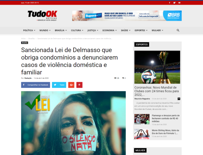 Tudo Ok Notícias: Sancionada Lei de Delmasso que obriga condomínios a denunciarem casos de violência doméstica e familiar