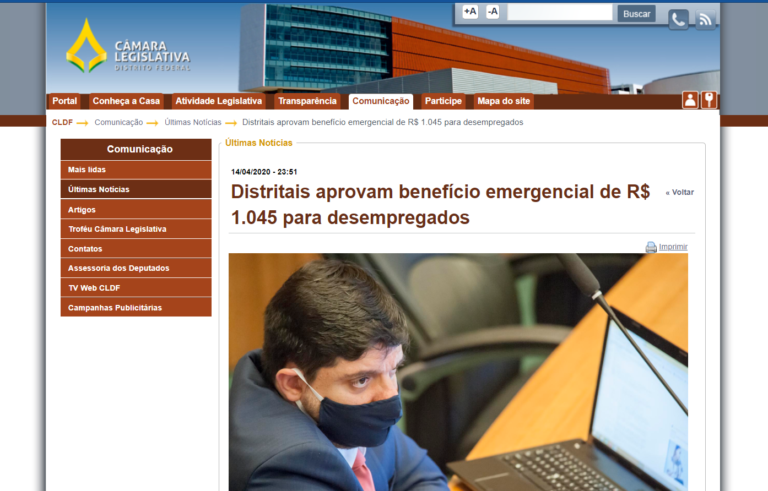 CLDF: Distritais aprovam benefício emergencial de R$ 1.045 para desempregados