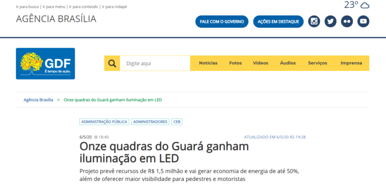 Agência Brasília: Onze quadras do Guará ganham iluminação em LED