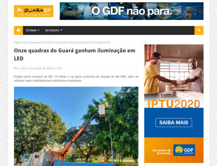 Guará DF: Onze quadras do Guará ganham iluminação em LED