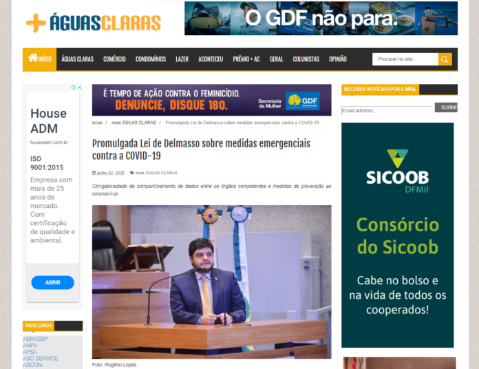 Mais Águas Claras: Promulgada Lei de Delmasso sobre medidas emergenciais contra a COVID-19