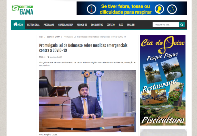 Acontece Gama: Promulgada Lei de Delmasso sobre medidas emergenciais contra a COVID-19