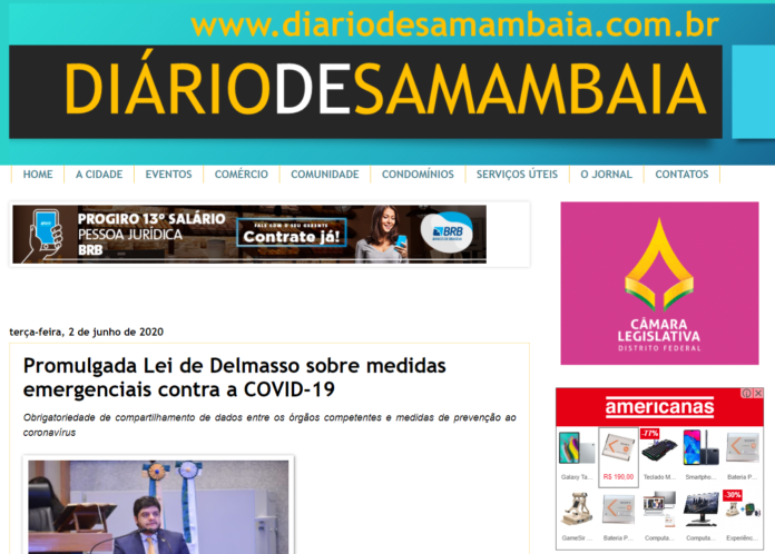 Diário de Samambaia: Promulgada Lei de Delmasso sobre medidas emergenciais contra a COVID-19