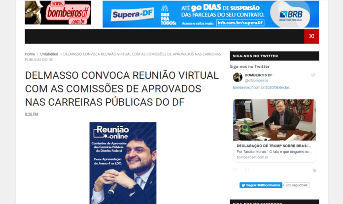 Bombeiros DF: DELMASSO CONVOCA REUNIÃO VIRTUAL COM AS COMISSÕES DE APROVADOS NAS CARREIRAS PÚBLICAS DO DF