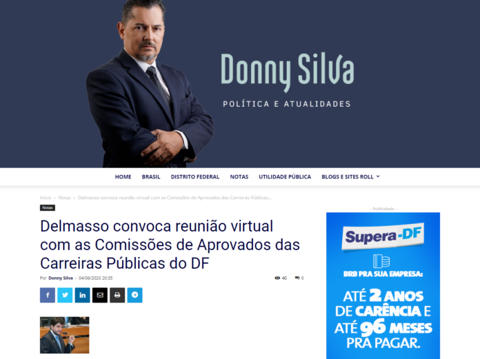 Donny Silva: Delmasso convoca reunião virtual com as Comissões de Aprovados das Carreiras Públicas do DF