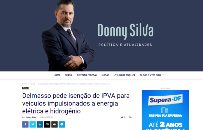 Donny Silva: Delmasso pede isenção de IPVA para veículos impulsionados a energia elétrica e hidrogênio Donny Silva: Delmasso pede isenção de IPVA para veículos impulsionados a energia elétrica e hidrogênio