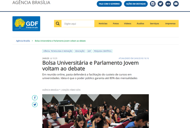 Agência Brasília: Bolsa Universitária e Parlamento Jovem voltam ao debate