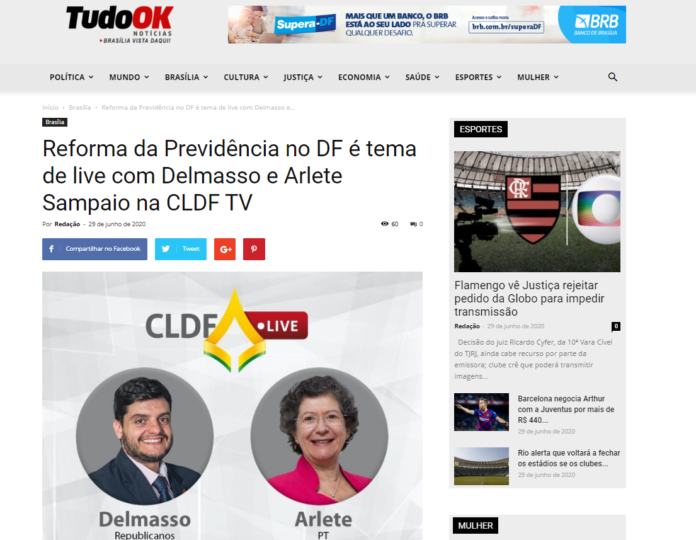 Tudo Ok Notícias: Reforma da Previdência no DF é tema de live com Delmasso e Arlete Sampaio na CLDF TV