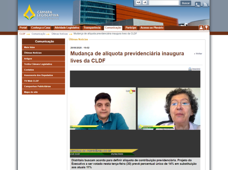 CLDF: Mudança de alíquota previdenciária inaugura lives da CLDF