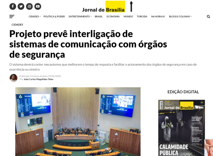 Jornal de Brasília: Projeto prevê interligação de sistemas de comunicação com órgãos de segurança