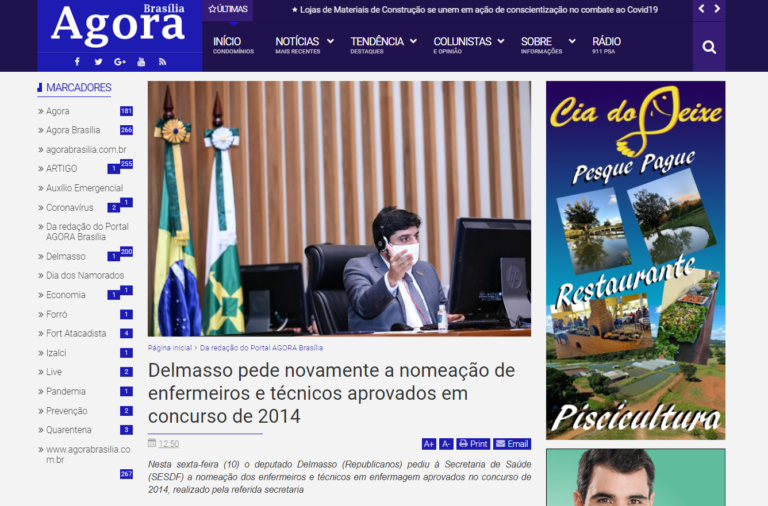 Agora Brasília: Delmasso pede novamente a nomeação de enfermeiros e técnicos aprovados em concurso de 2014