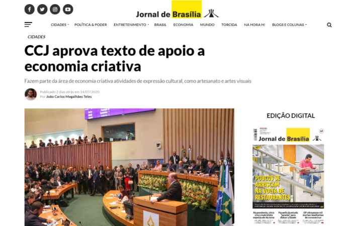 Jornal de Brasília: CCJ aprova texto de apoio a economia criativa Jornal de Brasília: CCJ aprova texto de apoio a economia criativa